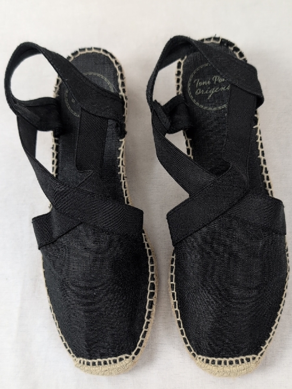 TONI PANS BLACK CANVAS ESPADRILLE SLINGBACK FLATS SZ 7 - Picture 5 of 6
